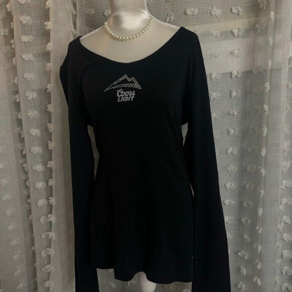 Vintage Coors Light long sleeve top with rhinestone mountain logo. Super soft 10 - Picture 1 of 5